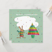 kleurige kerstboom kaart (Voorkant / Achterkant in situ)