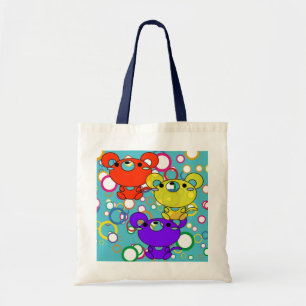 Kleurige kitty op cirkels boodschappentas tote bag