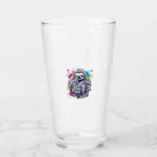 Kleurige Luiaard Mooie Dieren Kunst Grappige Grafi Glas