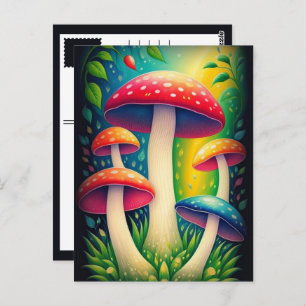 kleurige paddenstoelen briefkaart