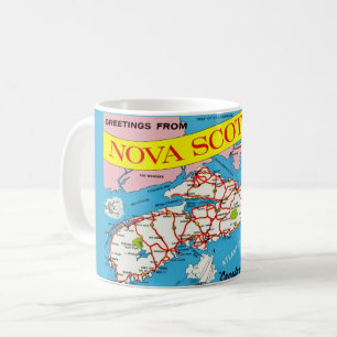 Kleurige Retro Nova Scotia Kaart Mok