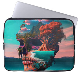 Kleurige schedelkop laptop sleeve