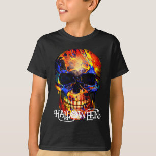 KLEURIGE SKEDEL SKELET GELUKKIGE HALLOWEEN KLEDING T-SHIRT