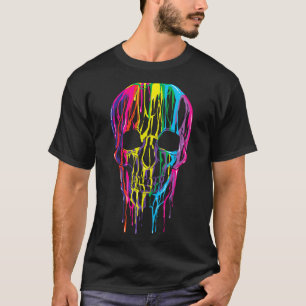 Kleurige Smeltende Schedel Halloween Jongens Regen T-shirt