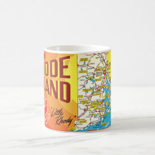 Kleurige Vintage Rhode Island Kaart Mok