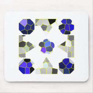 Kleurillustratie Fancy vormen, grijs en blauw Muismat