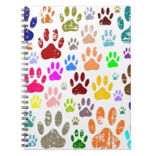 Kleurkleurige dog verven afdrukken notitieboek