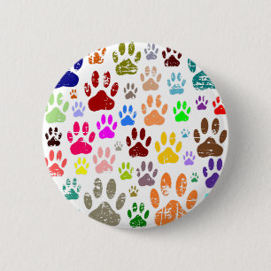 Kleurkleurige dog verven afdrukken ronde button 5,7 cm
