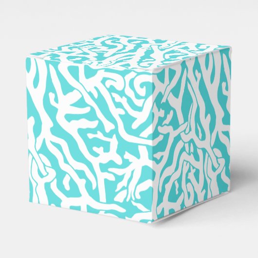 Kleurkoraalrif patroon Nautisch-wit blauw Bedankdoosjes (Voorkant Zijde)