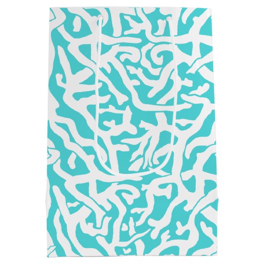 Kleurkoraalrif patroon Nautisch-wit blauw Medium Cadeauzakje (Achterkant)