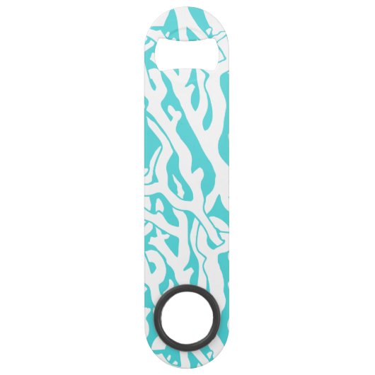 Kleurkoraalrif patroon Nautisch-wit blauw Speed Flessenopener (Achterkant)