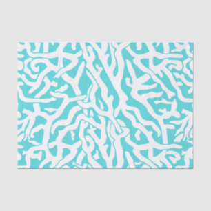 Kleurkoraalrif patroon Nautisch-wit blauw Tissuepapier
