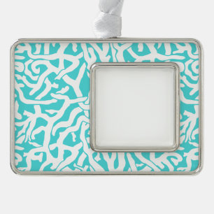 Kleurkoraalrif patroon Nautisch-wit blauw Verzilverd Kader Ornament