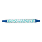 Kleurkoraalrif patroon Nautisch-wit blauw Zwarte Inkt Pen (Voorkant)