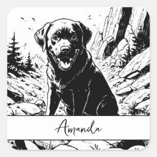  kleurloze zwarte Labrador puppy Vierkante Sticker