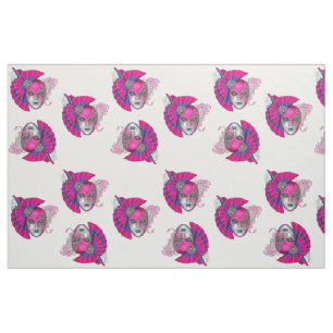 Kleurmaskerade Mardi Gras Mask Fucshia aanpassen Stof