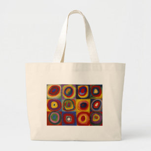 Kleuronderzoek van vierkantscirkels grote tote bag
