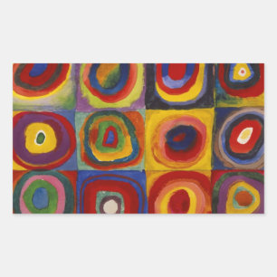 Kleuronderzoek van vierkantscirkels rechthoekige sticker