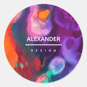 Kleurontwaking Abstract Expressionistisch Ontwer Ronde Sticker