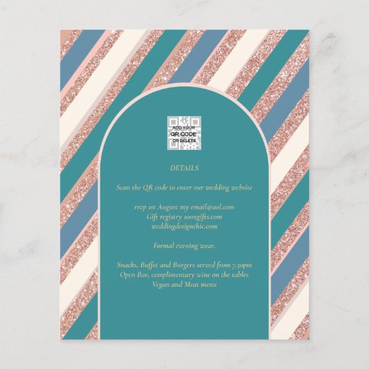 Kleurpalet Groen-champagne roze goud bruiloft Flyer (Achterkant)