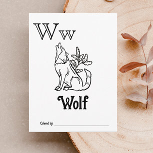 Kleurplaat Bosdieren ABC Baby Shower Activiteit Briefkaart