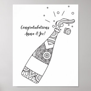 Kleurplaat Champagne Fles Poster