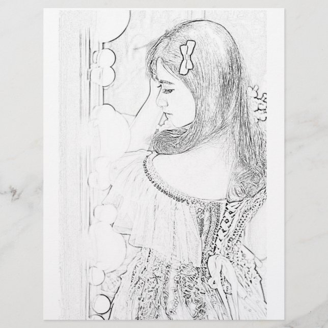 Kleurplaat Cute Bride Girl (Voorkant)