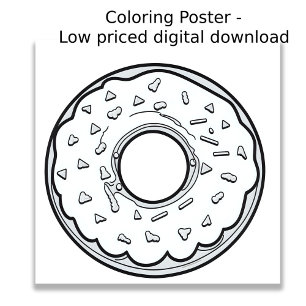 Kleurplaat - Donut!, kleur je eigen kleur Poster