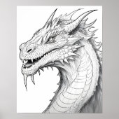 Kleurplaat - Dragon, kleur je eigen Poster (Voorkant)