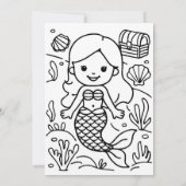 Kleurplaat Mermaid Kind Activiteit Bedankkaart (Achterkant)
