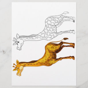 Kleurplaat met een grappige giraffe flyer