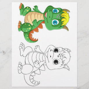 Kleurplaat met een malse cartoon dinosaurus