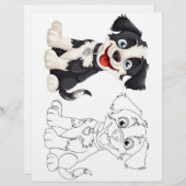 Kleurplaat met een malse cartoon hond (Voorkant / Achterkant)