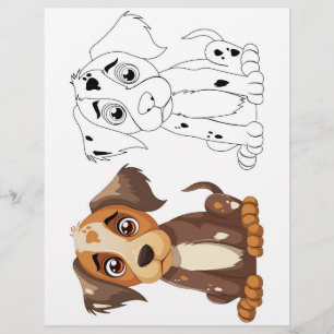 Kleurplaat met een malse cartoon hond flyer