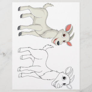 Kleurplaat met een schattige geit flyer