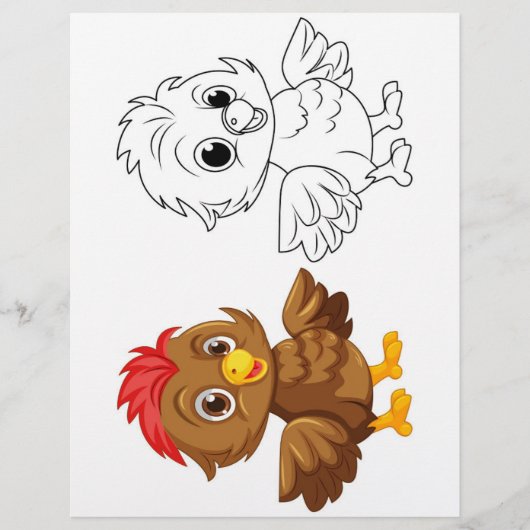 Kleurplaat met kuiken Doodle (Voorkant)