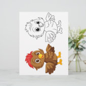 Kleurplaat met kuiken Doodle (Staand voorkant)