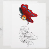 Kleurplaat met vlinder (Voorkant / Achterkant)