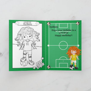 Kleurplaat Voetbal Ginger Girls Verjaardag Kaart