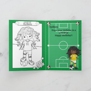 Kleurplaat Voetbal Meisjes Gelukkige Verjaardag Kaart