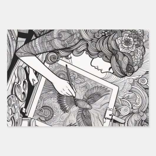 Kleurplaten Cadeauverpakking voor kleurboekcadeaus Inpakpapier Vel (Voorkant)