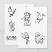 Kleurplaten Schets voor kinderen Kaart (Voorkant / Achterkant)