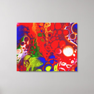 KleurPop   Red Blue Fluid Art Canvas Afdruk
