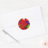 KleurPop | Red Blue Fluid Art Ronde Sticker (Envelop)