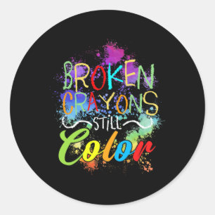 kleurpotloden kleuren nog steeds zelfzorg psychisc ronde sticker