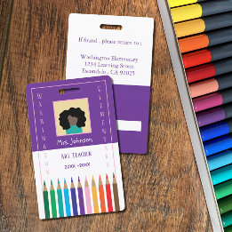 Kleurpotloden Kunstleraar Foto ID Badge