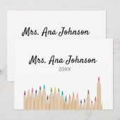 Kleurpotloden terug naar school voeg naam klas jaa kaart (Voorkant / Achterkant)