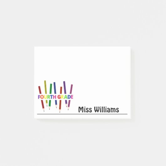 Kleurpotloden Vierde Klas Leraar  Post-it® Notes (Voorkant)