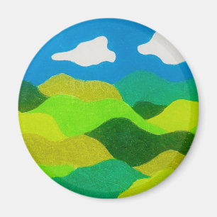 Kleurpotlood Abstract Landschap Blauwe Lucht Magneet