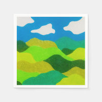 Kleurpotlood Abstract Landschap Blauwe Lucht